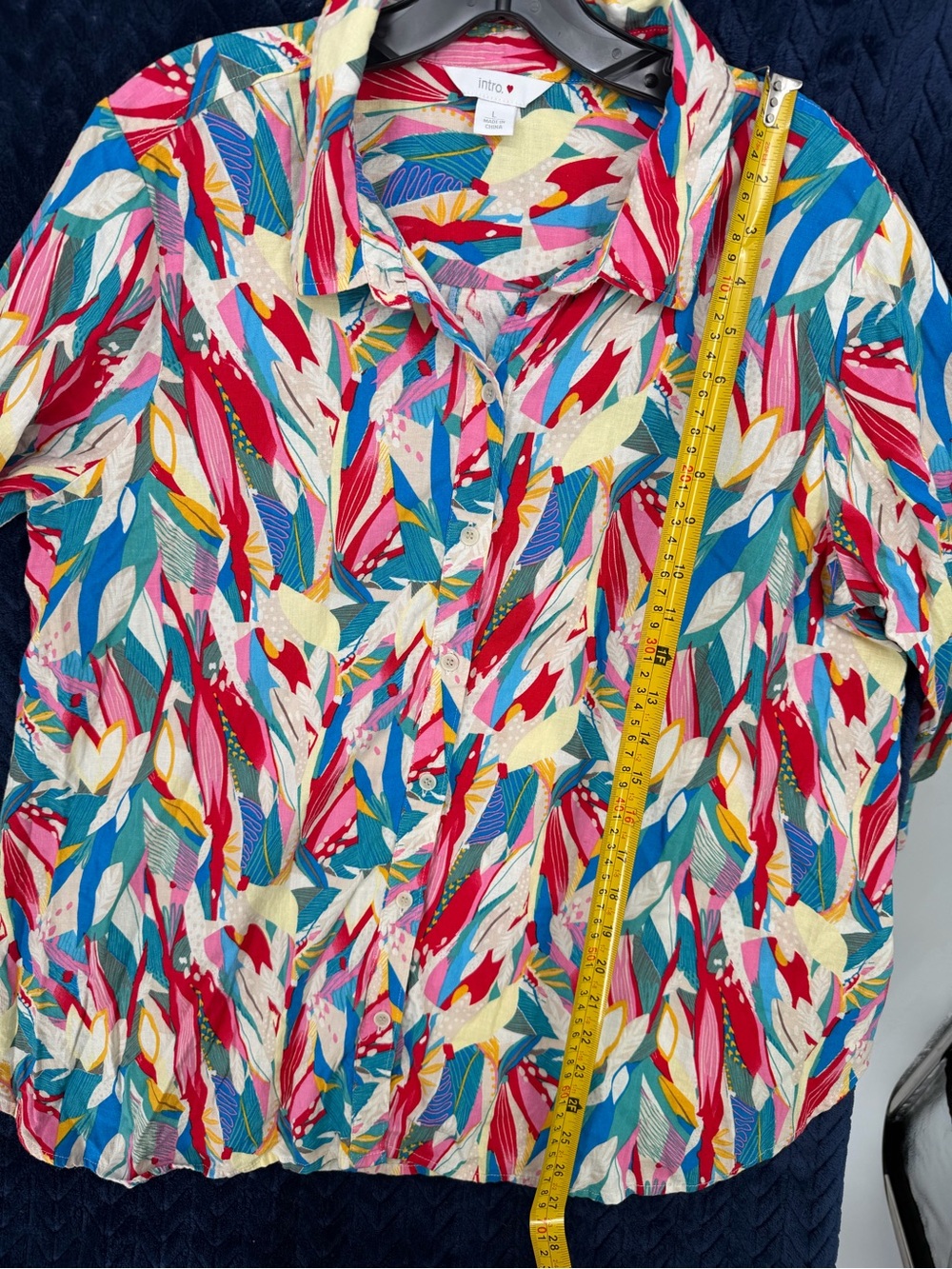 Bohemian Colorful Botanical Print Linen Blouse - Picture 6 of 6